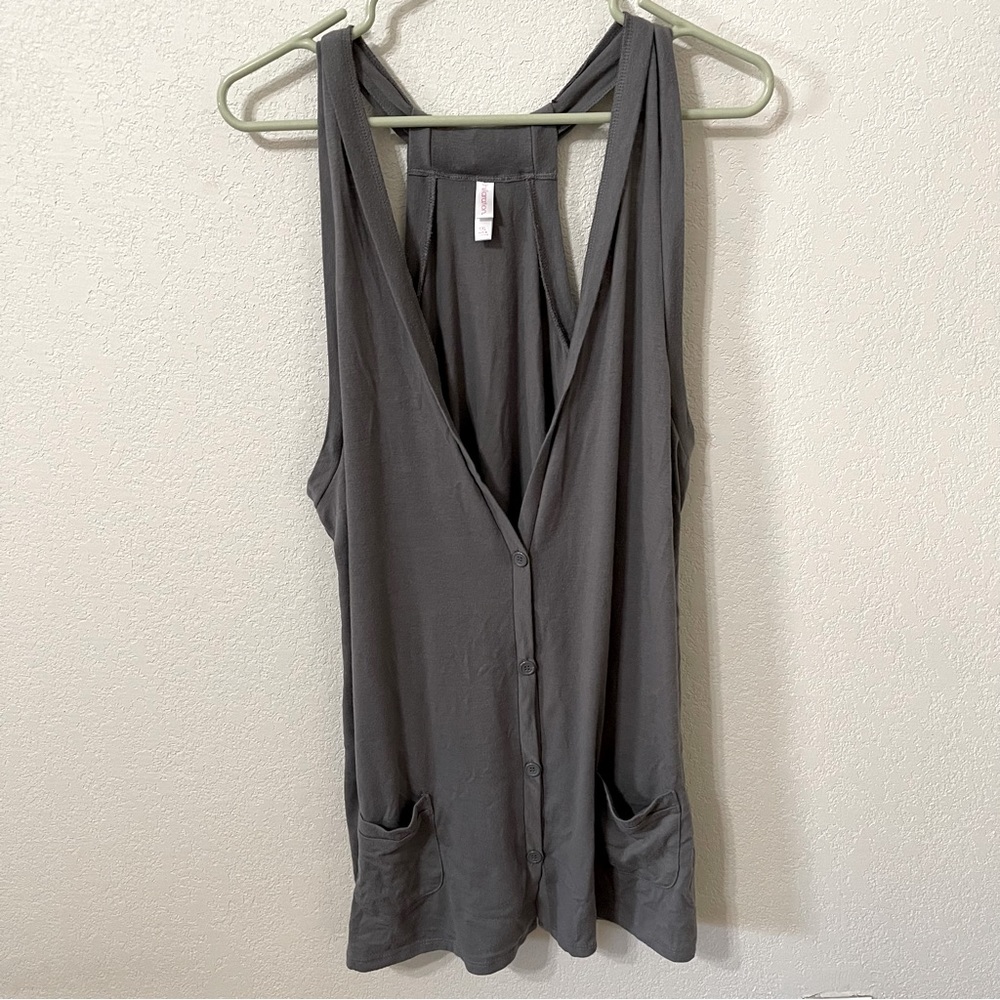Gray button down tank top